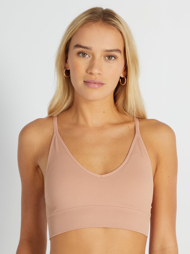 Triangelbeha met ribbeltextuur ROSE - Kiabi