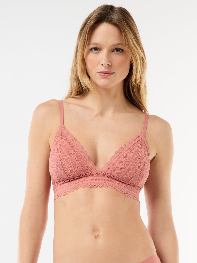 Triangelbeha van kant Rose - Kiabi