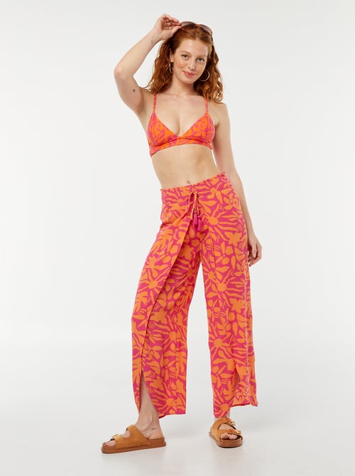 Triangelbikinitop met blaadjesprint - Kiabi