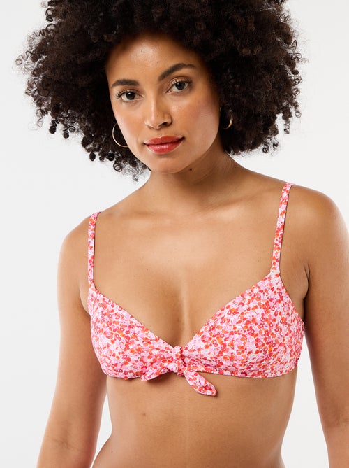 Triangelbikinitop met bloemenprint en strik - Kiabi