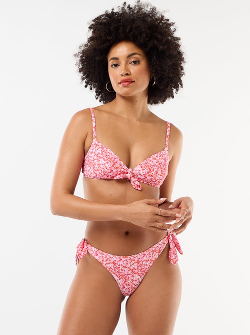 Triangelbikinitop met bloemenprint en strik - Kiabi