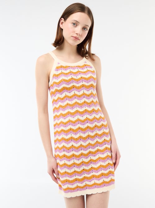 Tricolore gehaakte jurk - Kiabi