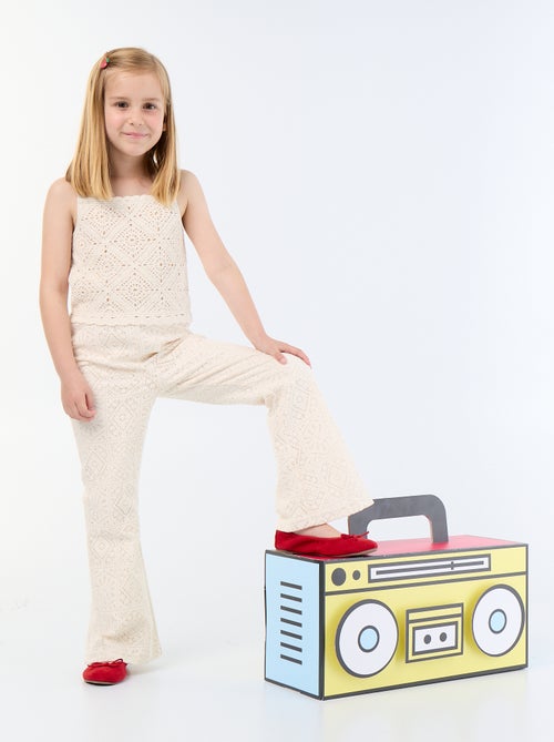Tricot broek met haakeffect en flarepijp - Kiabi