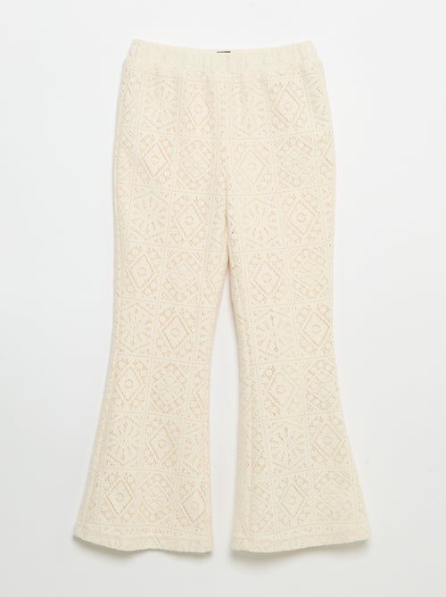 Tricot broek met haakeffect en flarepijp - Kiabi