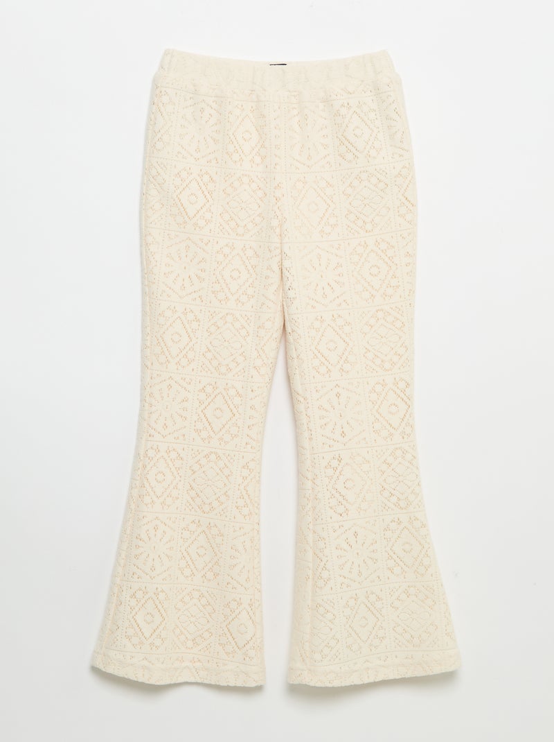 Tricot broek met haakeffect en flarepijp Biege - Kiabi