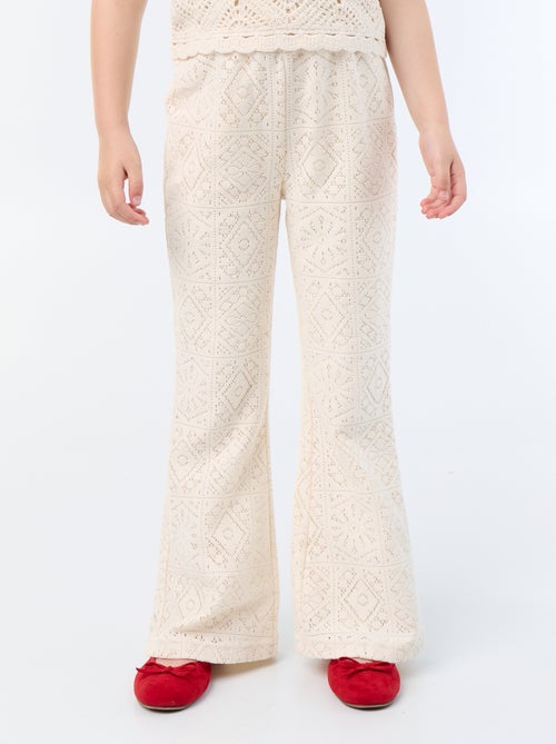 Tricot broek met haakeffect en flarepijp - Kiabi