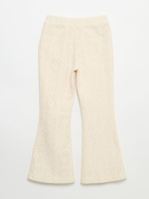 Tricot broek met haakeffect en flarepijp - Kiabi
