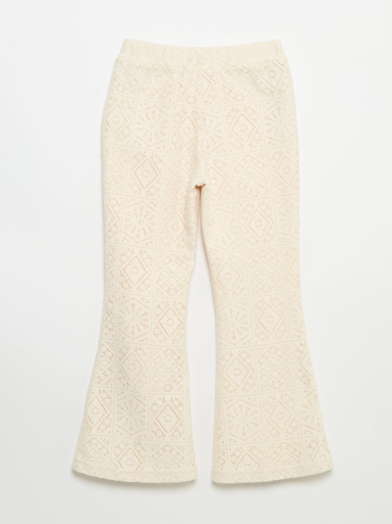 Tricot broek met haakeffect en flarepijp Biege - Kiabi