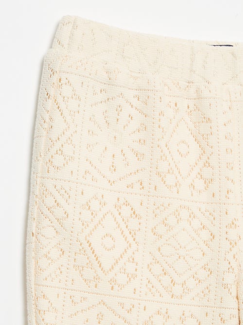 Tricot broek met haakeffect en flarepijp - Kiabi