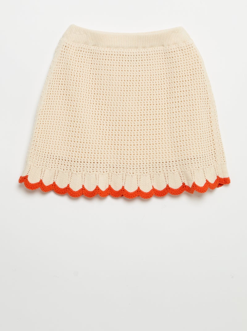 Tricot rok met golvende afwerkingen Biege - Kiabi