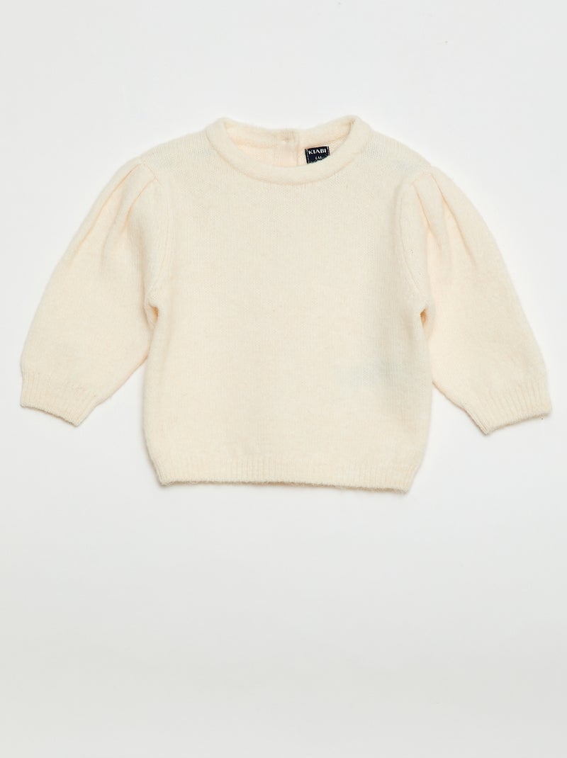 Tricot trui met afneembare kraag Biege - Kiabi