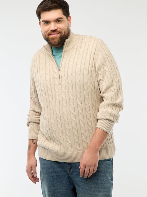 Truckerstrui met rits en kabelpatroon - Kiabi