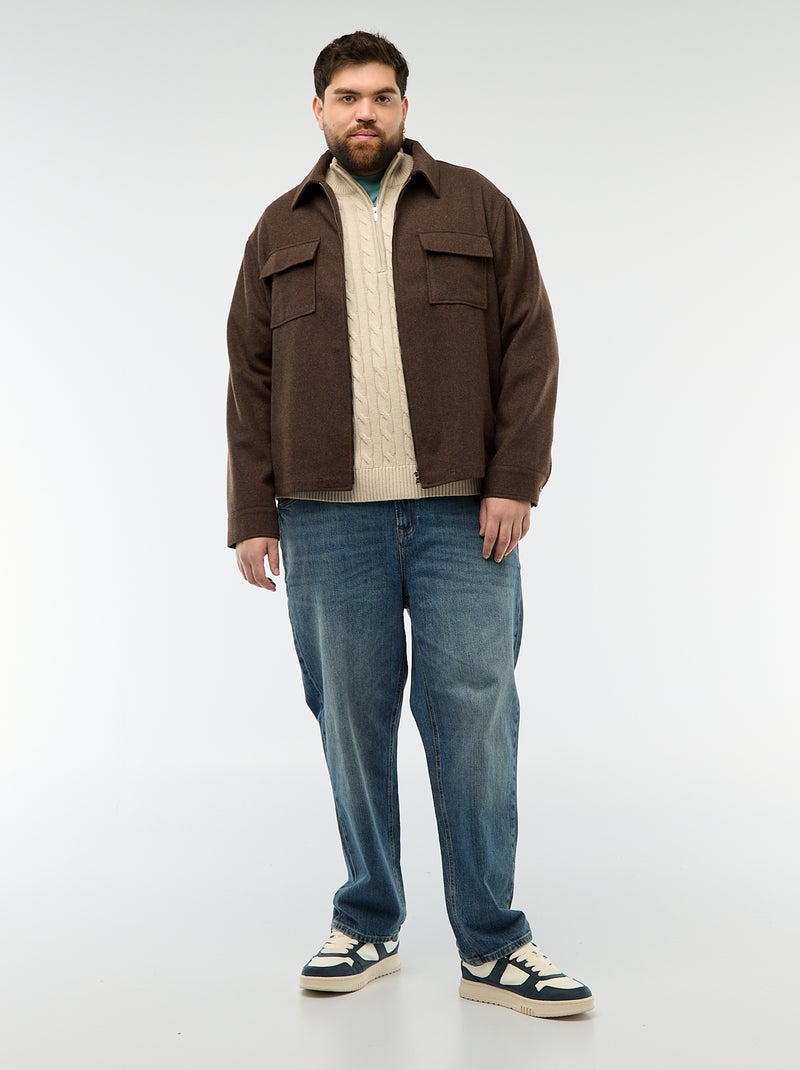 Truckerstrui met rits en kabelpatroon Biege - Kiabi