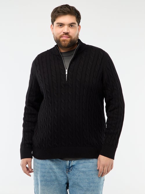 Truckerstrui met rits en kabelpatroon - Kiabi