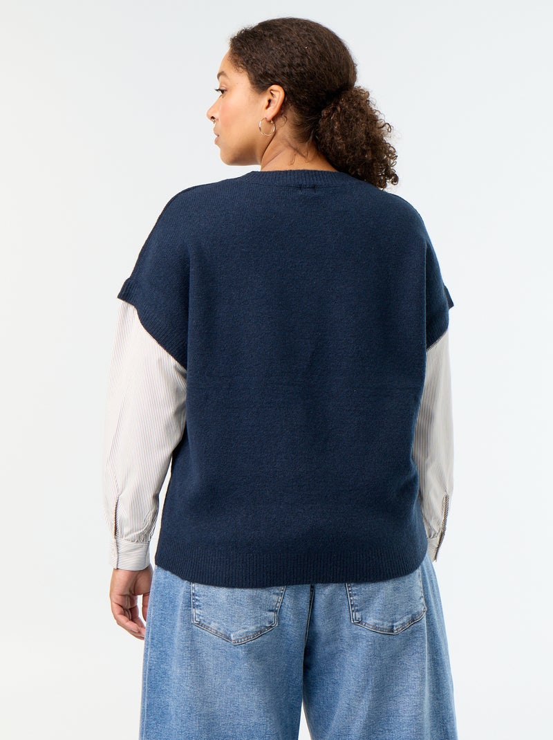 Trui 2-in-1 met overhemd Blauw - Kiabi