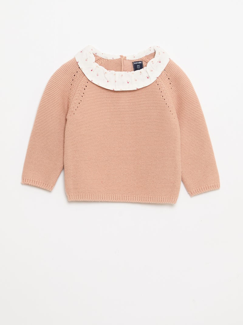 Trui in mossteek met Peter Pan-kraagje Wit - Kiabi