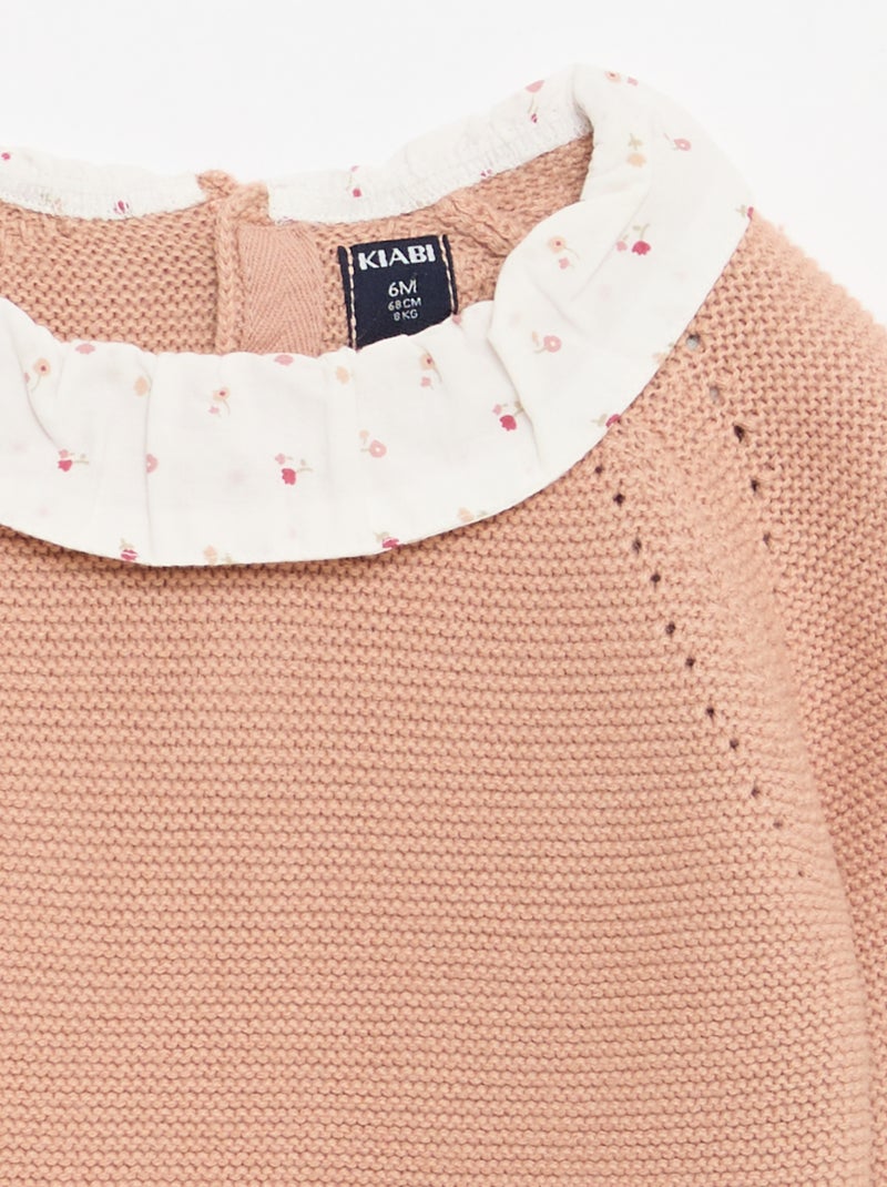 Trui in mossteek met Peter Pan-kraagje Wit - Kiabi