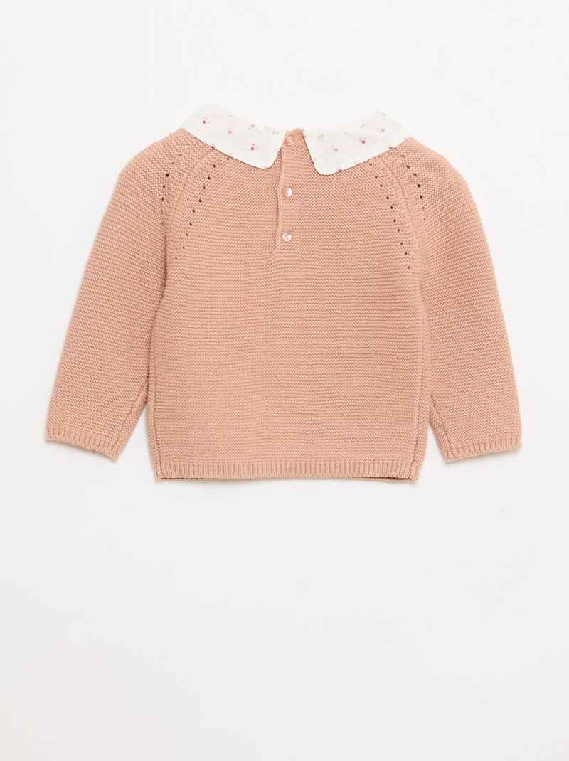 Trui in mossteek met Peter Pan-kraagje Wit - Kiabi