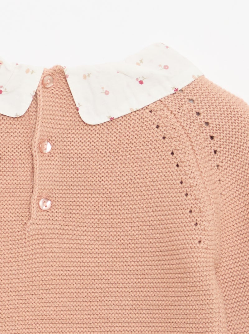 Trui in mossteek met Peter Pan-kraagje Wit - Kiabi