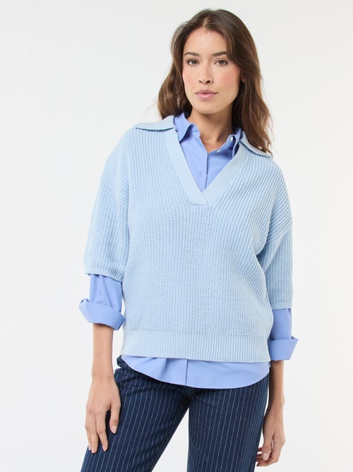 Trui in polostijl met V-hals - Kiabi