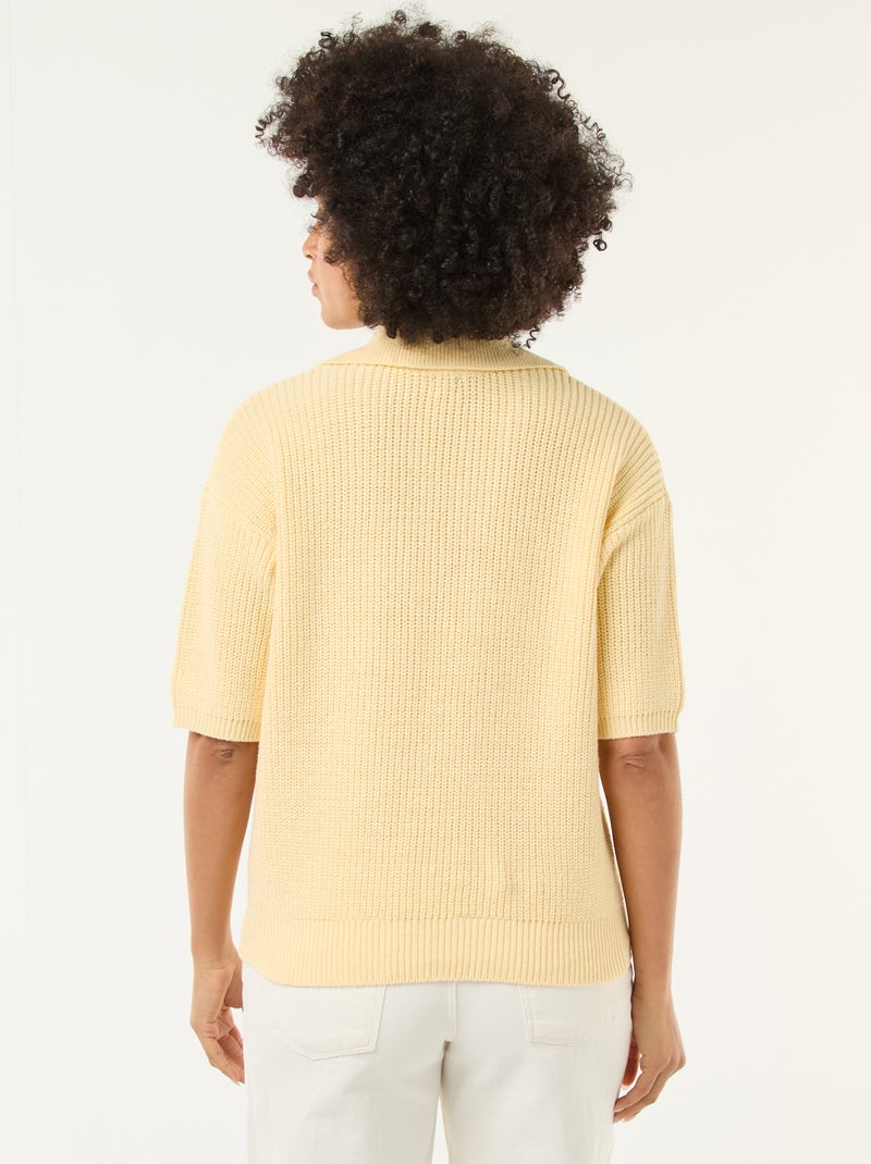 Trui in polostijl met V-hals Geel - Kiabi