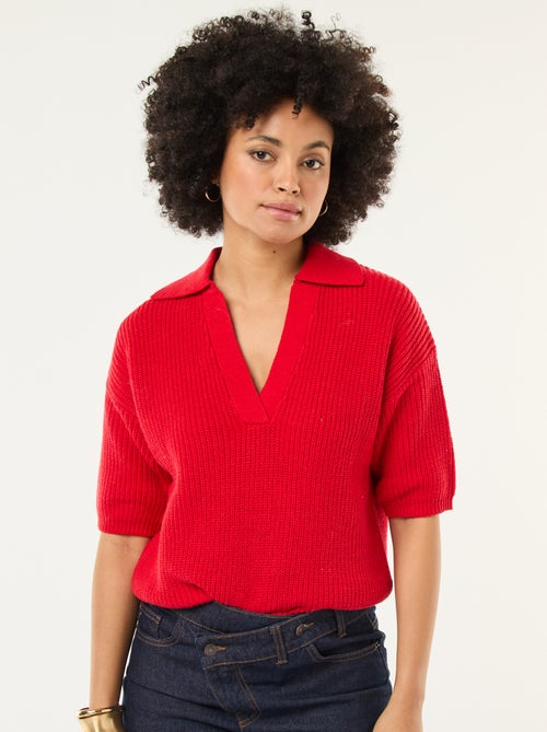 Trui in polostijl met V-hals - Kiabi