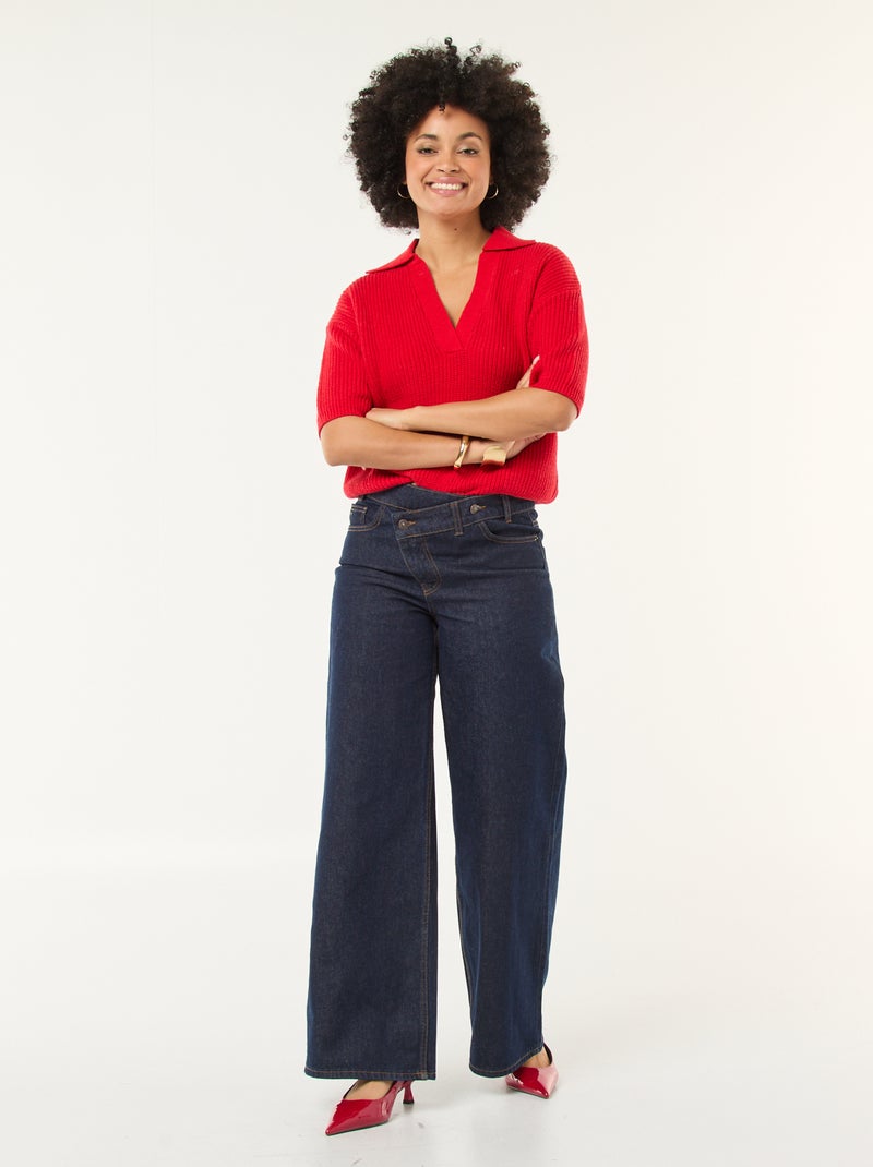 Trui in polostijl met V-hals rood - Kiabi