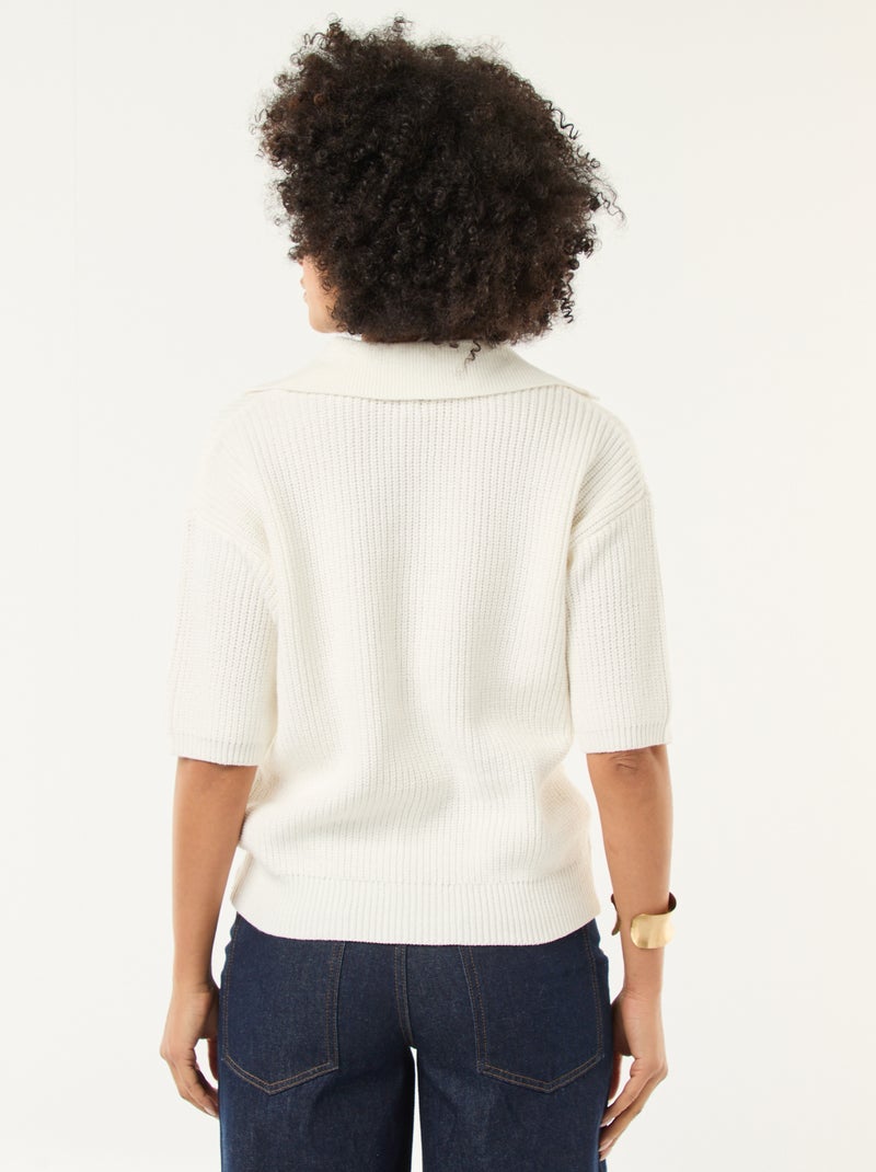 Trui in polostijl met V-hals Wit - Kiabi