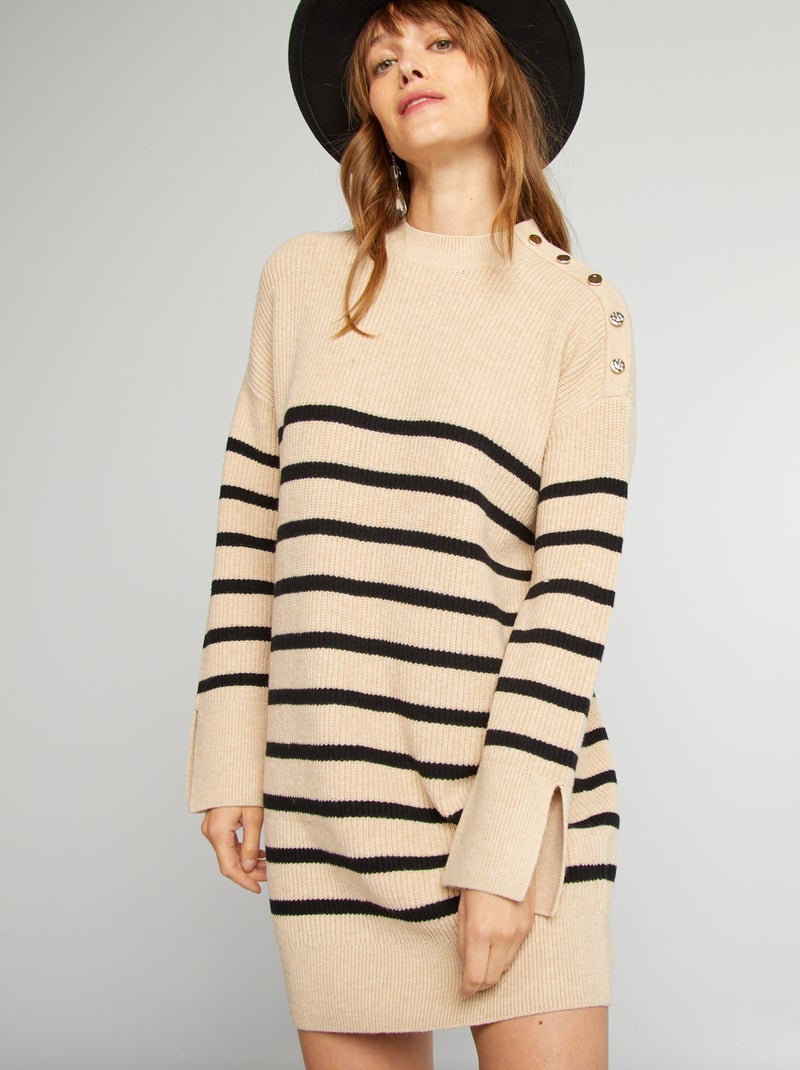 Trui-jurk in marinelook BIEGE - Kiabi