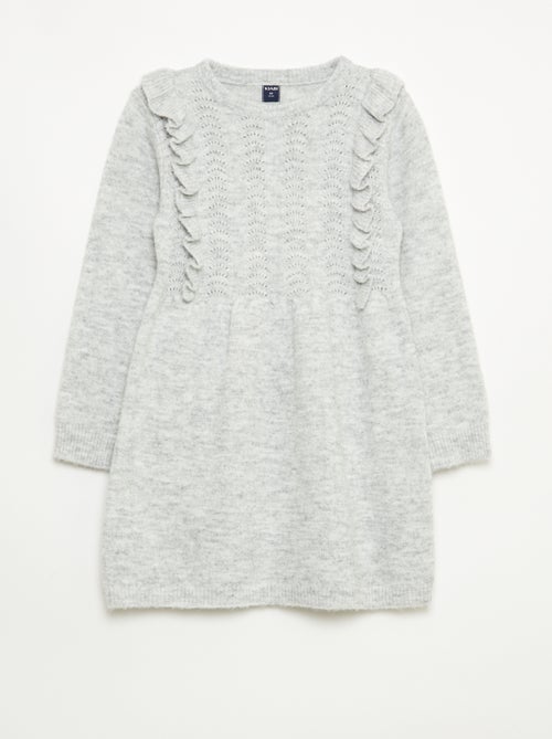 Trui-jurk met ajourbreisel en volants - Kiabi