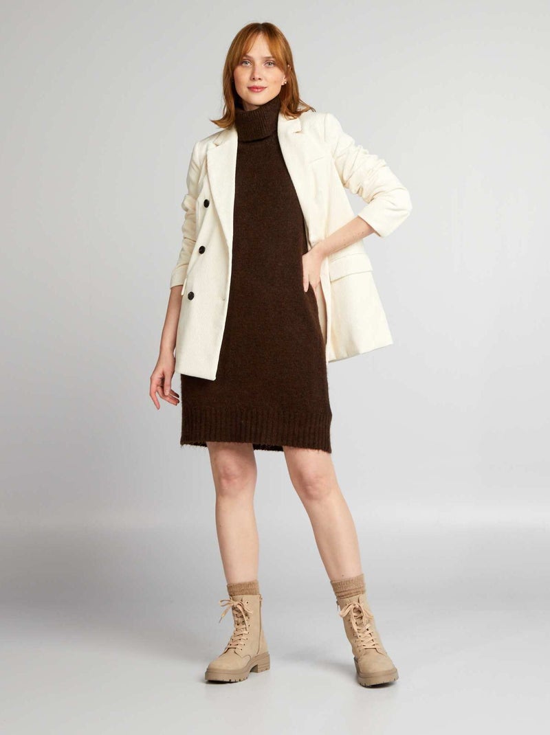Trui-jurk met col BRUIN - Kiabi