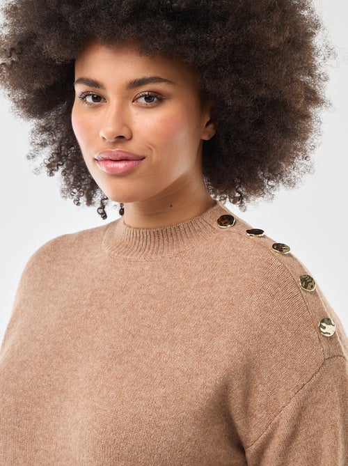 Trui-jurk met fantasieknopen op de schouder - Kiabi