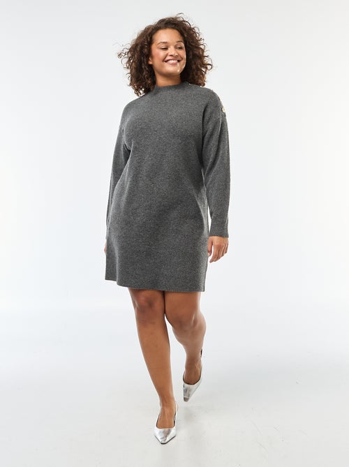Trui-jurk met fantasieknopen op de schouder - Kiabi