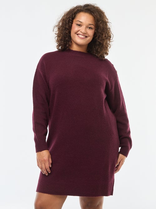 Trui-jurk met fantasieknopen op de schouder - Kiabi
