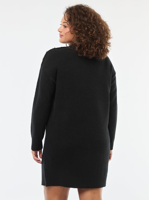 Trui-jurk met fantasieknopen op de schouder - Kiabi