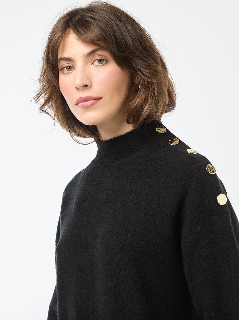 Trui-jurk met fantasieknopen zwart - Kiabi