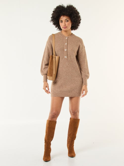 Trui-jurk met goudkleurige knopen - Kiabi