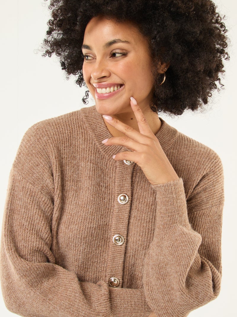 Trui-jurk met goudkleurige knopen Biege - Kiabi