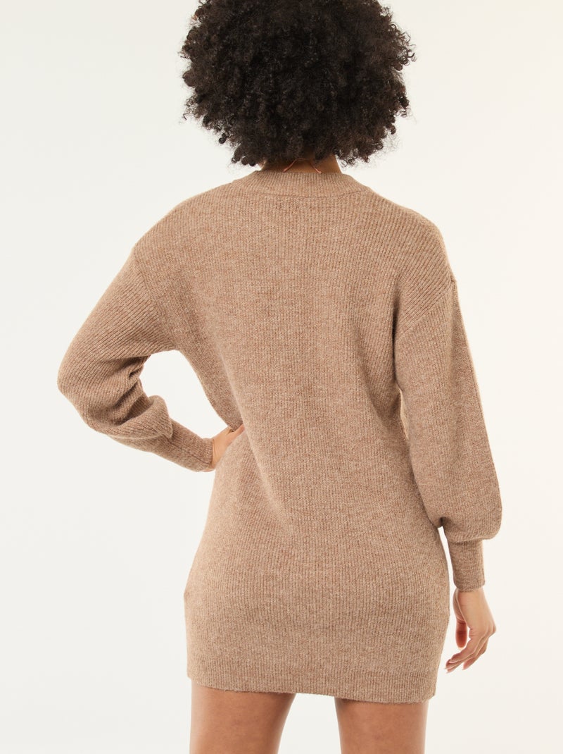 Trui-jurk met goudkleurige knopen Biege - Kiabi