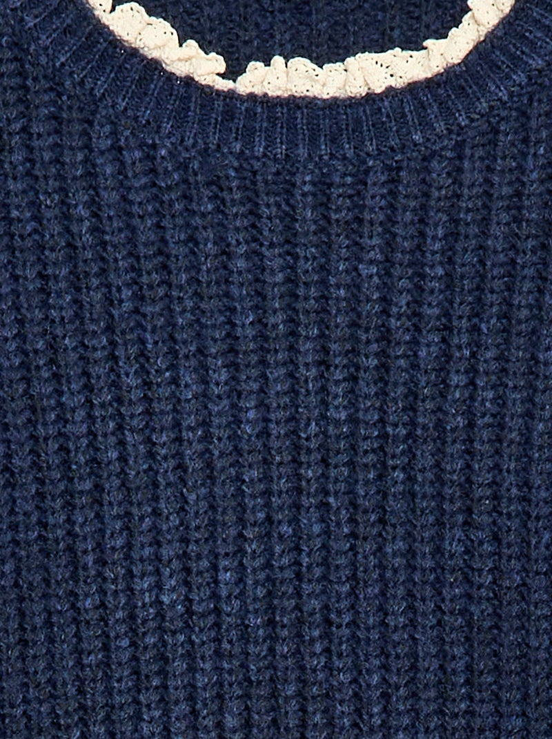 Trui jurk met kanten kraag Blauw - Kiabi