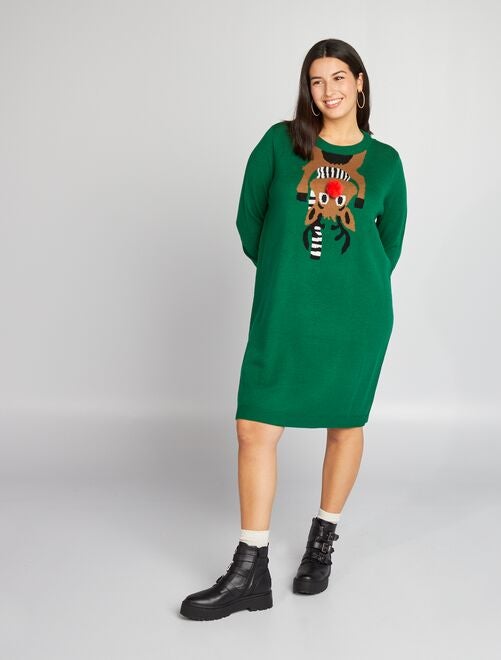 Trui-jurk met kerstmotief - Kiabi