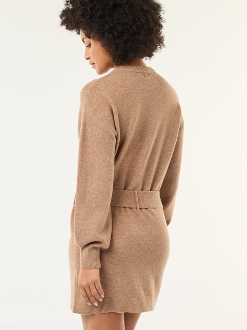 Trui-jurk met lange mouwen en ceintuur - Kiabi