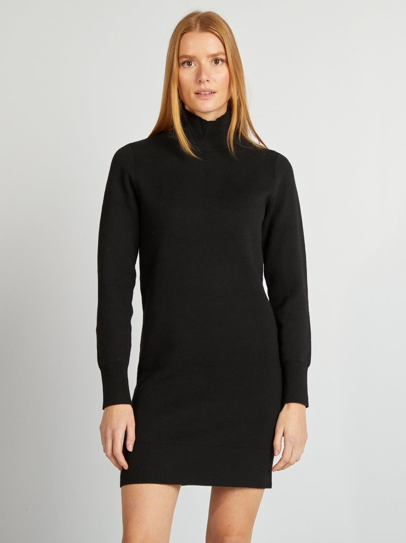 Trui-jurk met opstaande kraag zwart - Kiabi