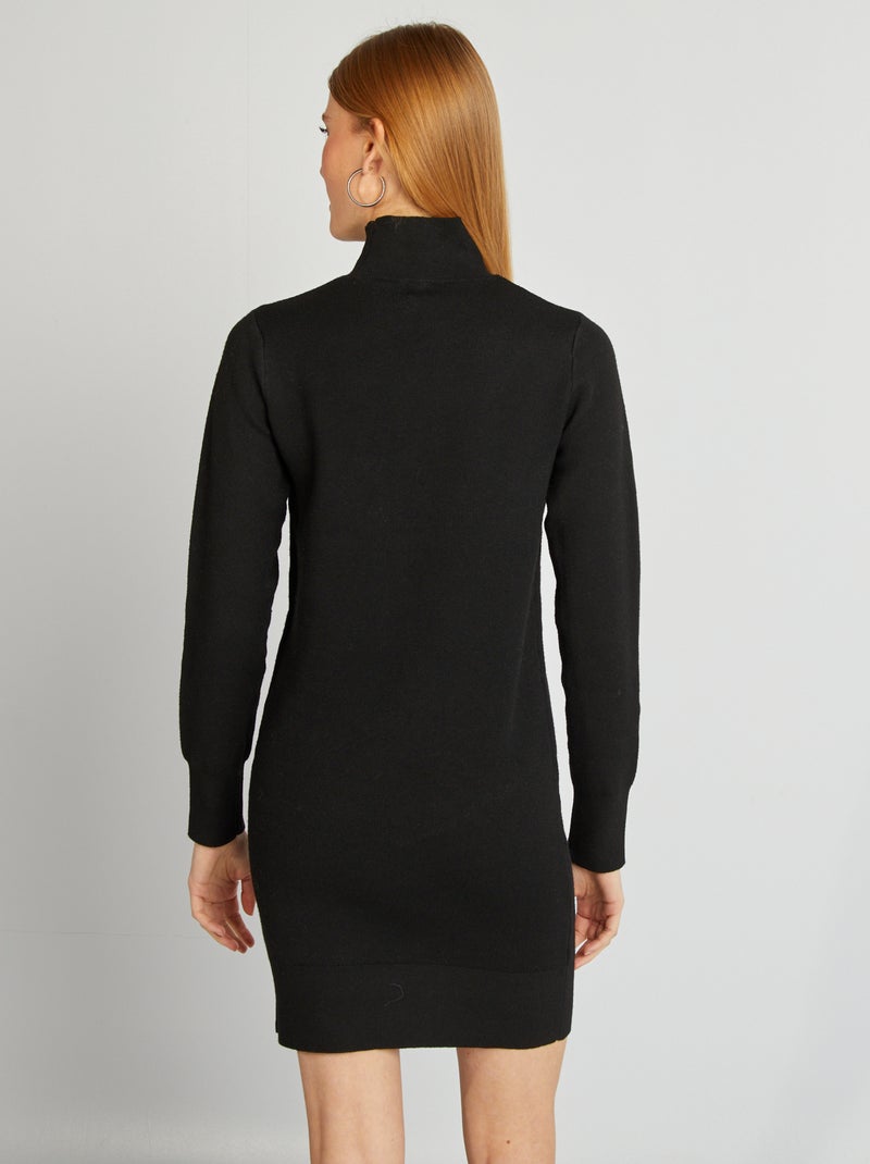 Trui-jurk met opstaande kraag zwart - Kiabi