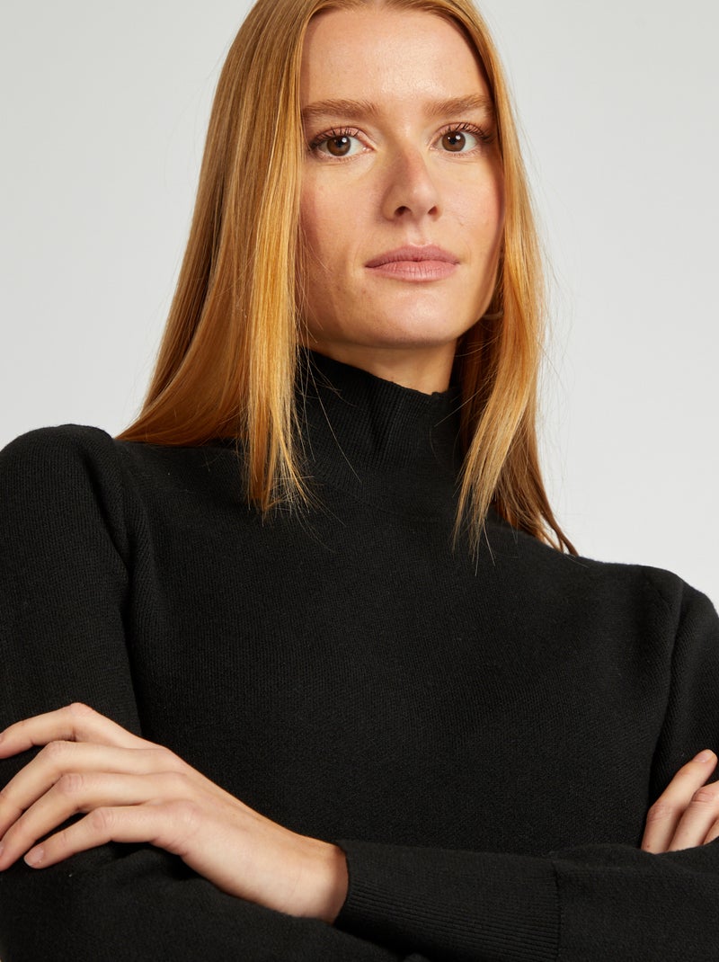 Trui-jurk met opstaande kraag zwart - Kiabi