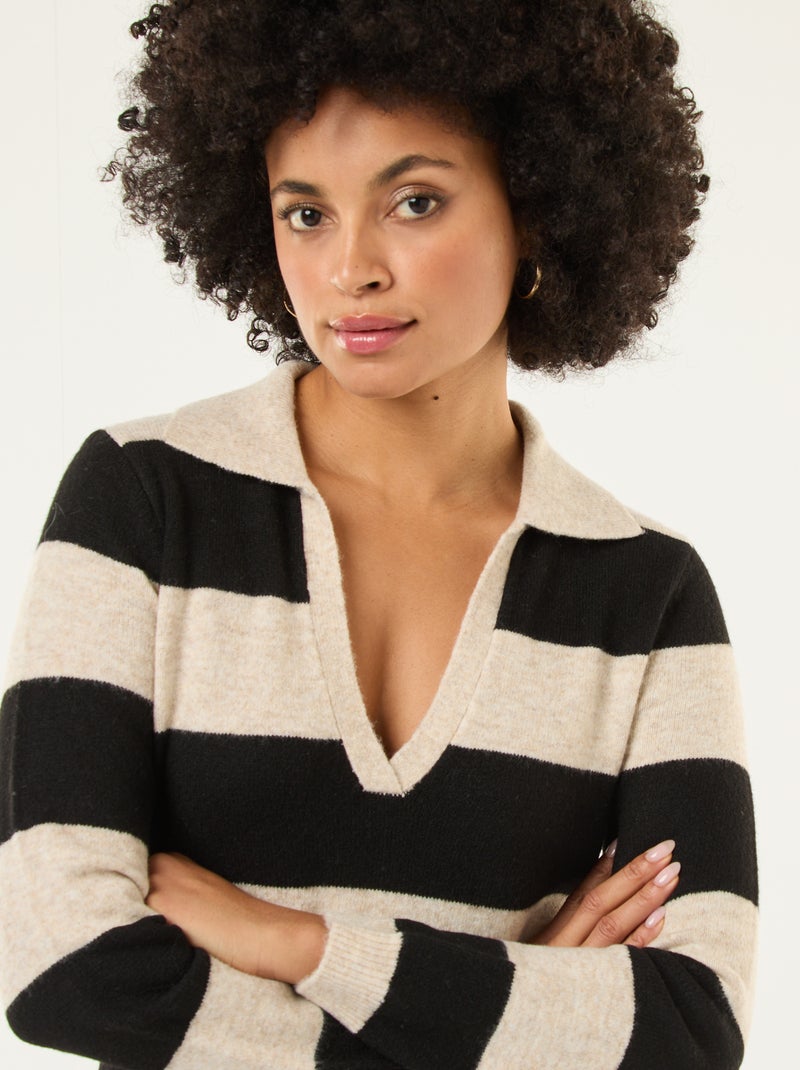 Trui-jurk met polokraagje en lange mouwen Biege - Kiabi