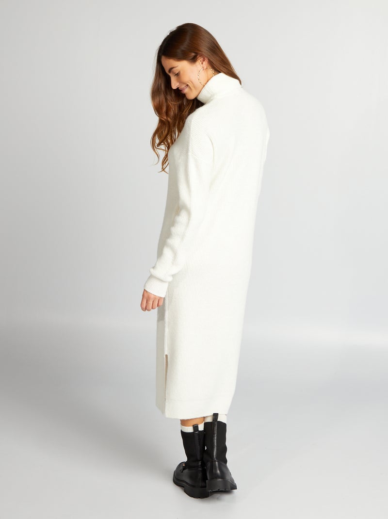 Trui-jurk met rolkraag WIT - Kiabi