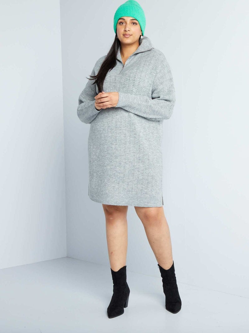 Trui-jurk met schipperskraag GRIJS - Kiabi