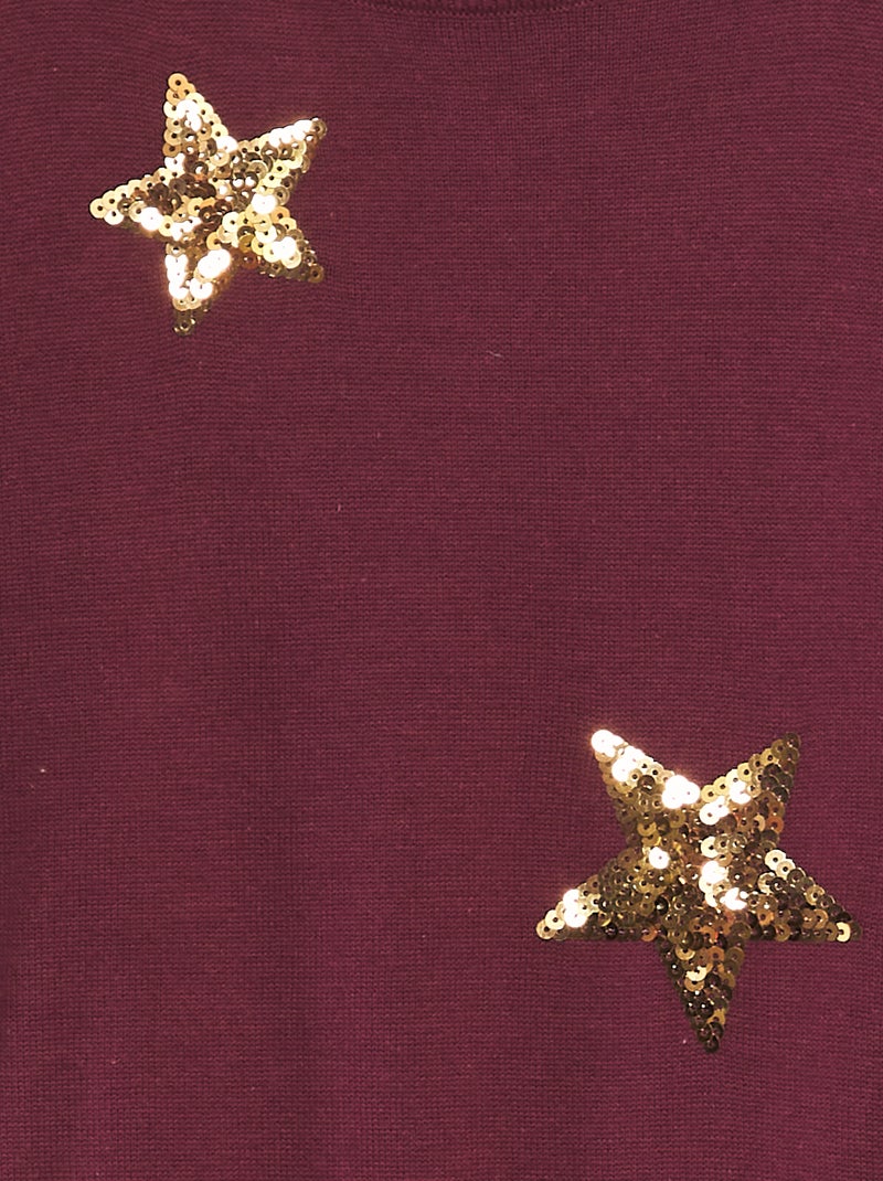 Trui-jurk met sterren in lovertjes ROOD - Kiabi