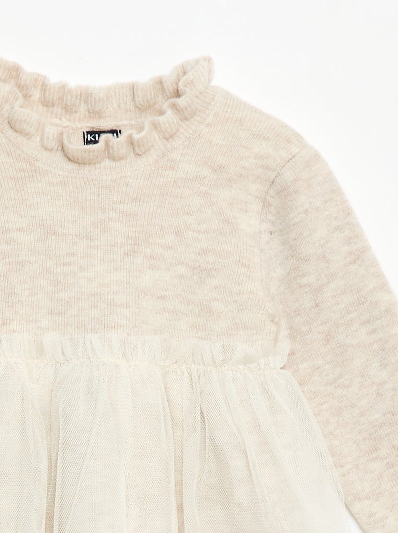 Trui jurk met tule rok Biege - Kiabi